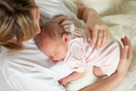 Mom holding newborn